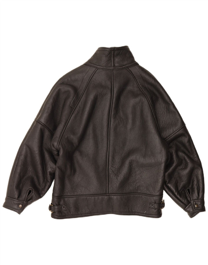 Vintage męska kurtka Shearling IT 54 2XL Czarna kurtka Shearling