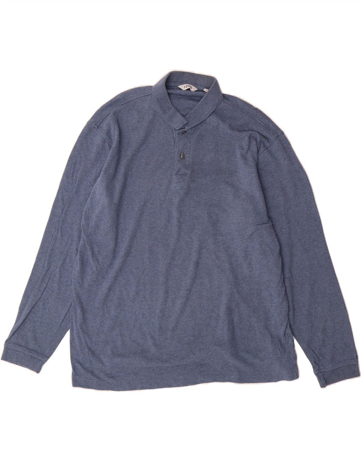 IZOD Mens Long Sleeve Polo Shirt Large Blue Cotton Vintage Izod and Second-Hand Izod from Messina Hembry 