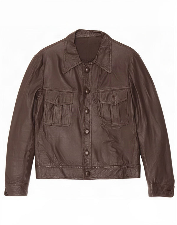 Vintage męska kurtka skórzana UK 36 Small Brown