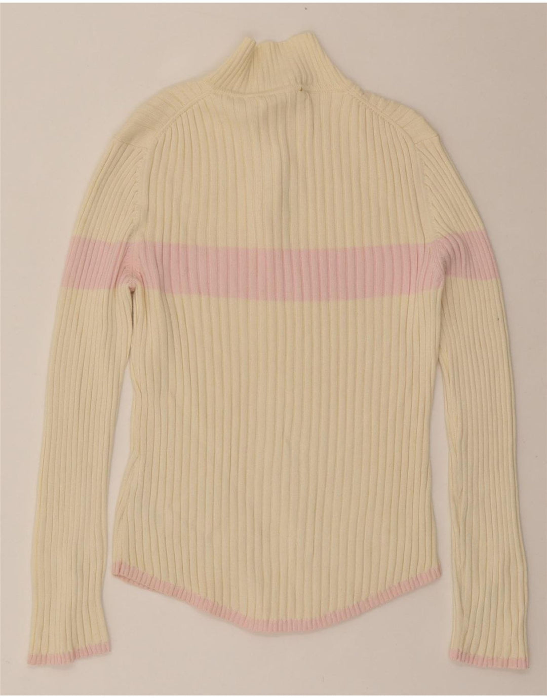 TOMMY HILFIGER Womens Button Neck Jumper Sweater UK 14 Large Off White Vintage Tommy Hilfiger and Second-Hand Tommy Hilfiger from Messina Hembry 