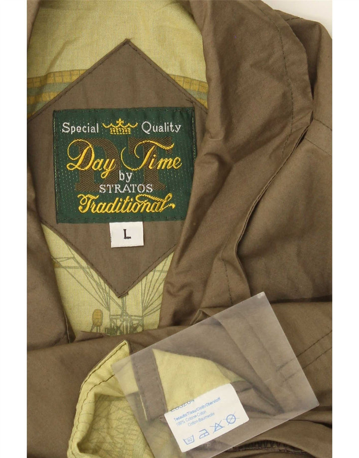 Płaszcz męski Stratos UK 40, duży, bawełniany khaki