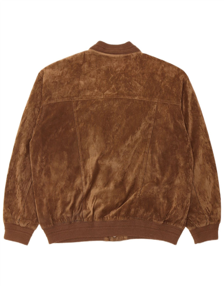 Męska welurowa kurtka bomber w stylu vintage IT 52 XL, brązowy jedwab