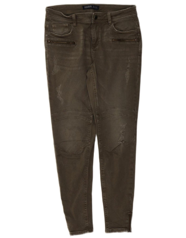 Damskie dżinsy rurki Zara w trudnej sytuacji EU 38 Small W28 L27 Zielona bawełna