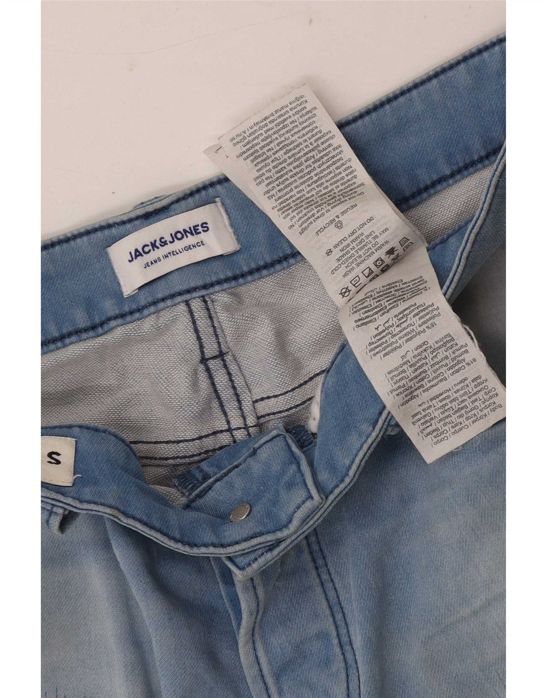 Męskie spodenki jeansowe Jack & Jones w trudnej sytuacji, małe W29, niebieskie, bawełniane
