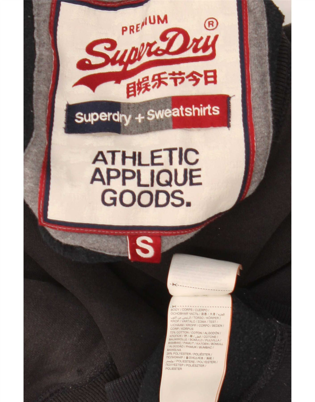 Męski sweter z grafiką Superdry, mały, czarny, bawełniany