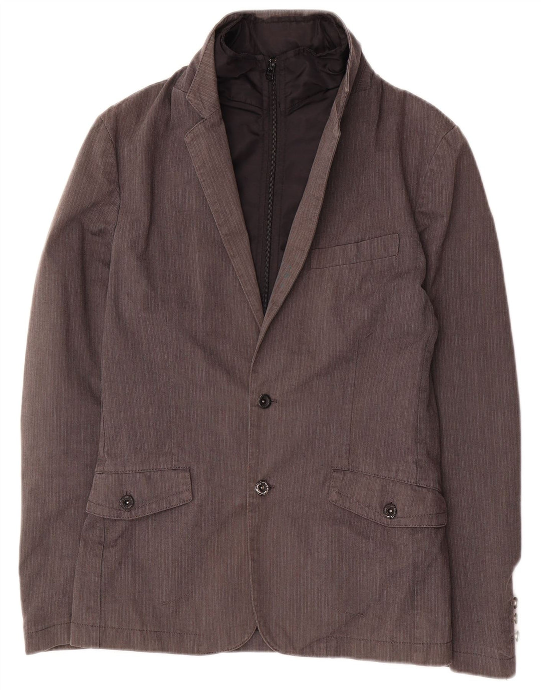 Zara Męska marynarka zapinana na 2 guziki UK 36, mała, szara, bawełniana w prążki