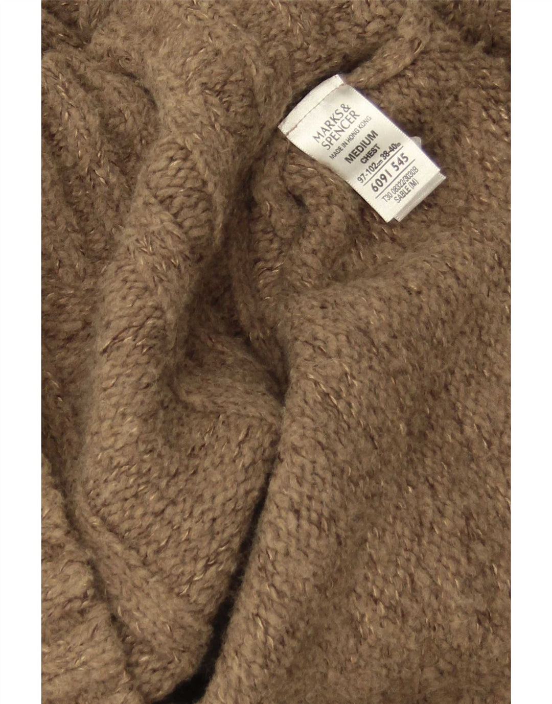 Marks & Spencer Męski sweter z zamkiem błyskawicznym, średni brąz, akryl