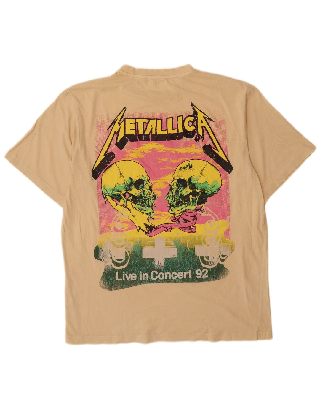 Męski T-shirt z grafiką Pull & Bear Metallica, średni żółty, bawełniany
