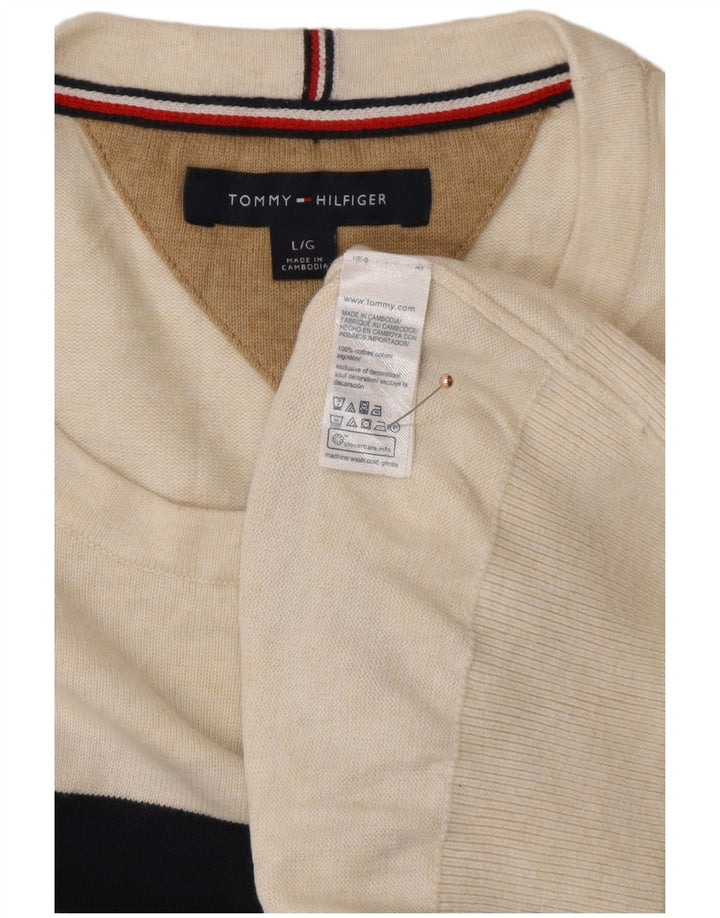 Męski sweter z okrągłym dekoltem TOMMY HILFIGER, duże, w białe paski