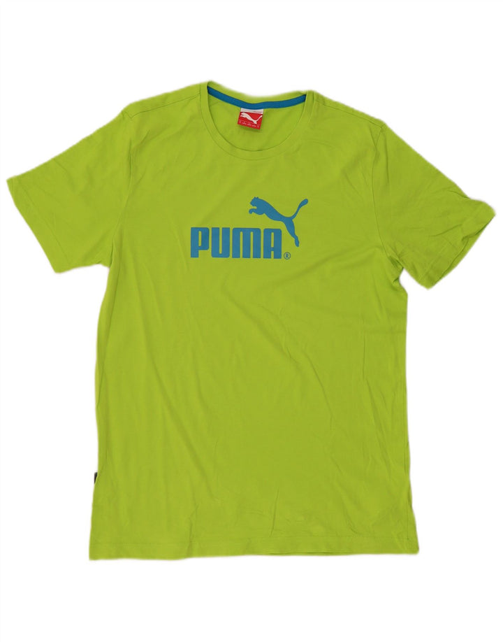 Męska koszulka z grafiką Puma, średnia, zielona bawełna