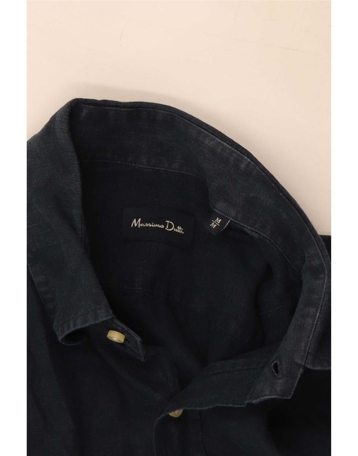 Koszula męska Massimo Dutti, średnia, granatowa, lniana