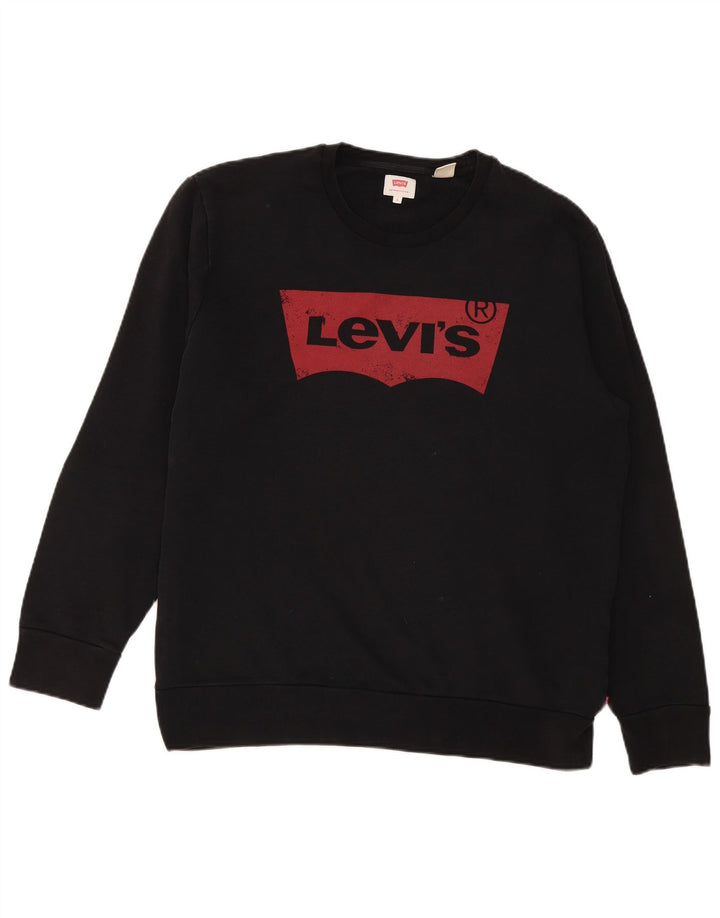 Męska bluza z grafiką Levi's, duża, czarna, bawełniana