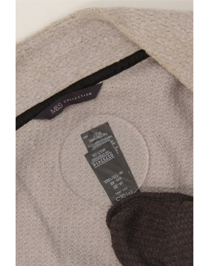 Marks & Spencer Damski płaszcz otwarty UK 20 2XL Szary poliester z blokami kolorów