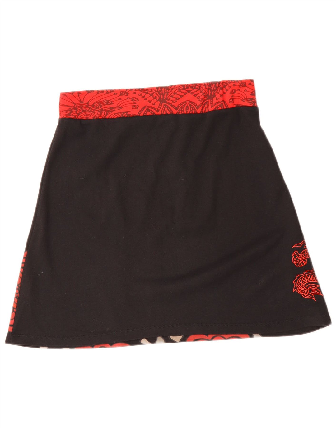 DESIGUAL Damska spódnica w kształcie litery A, średnia W30, czarna bawełniana w kwiaty