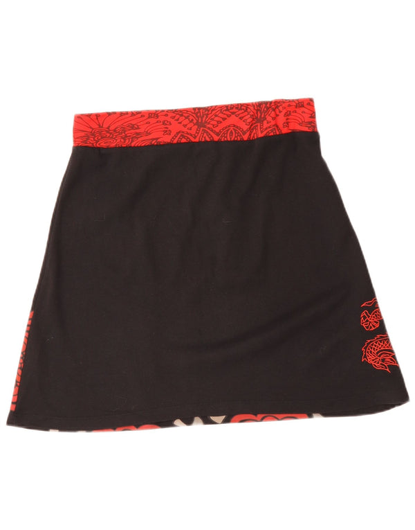 DESIGUAL Damska spódnica w kształcie litery A, średnia W30, czarna bawełniana w kwiaty