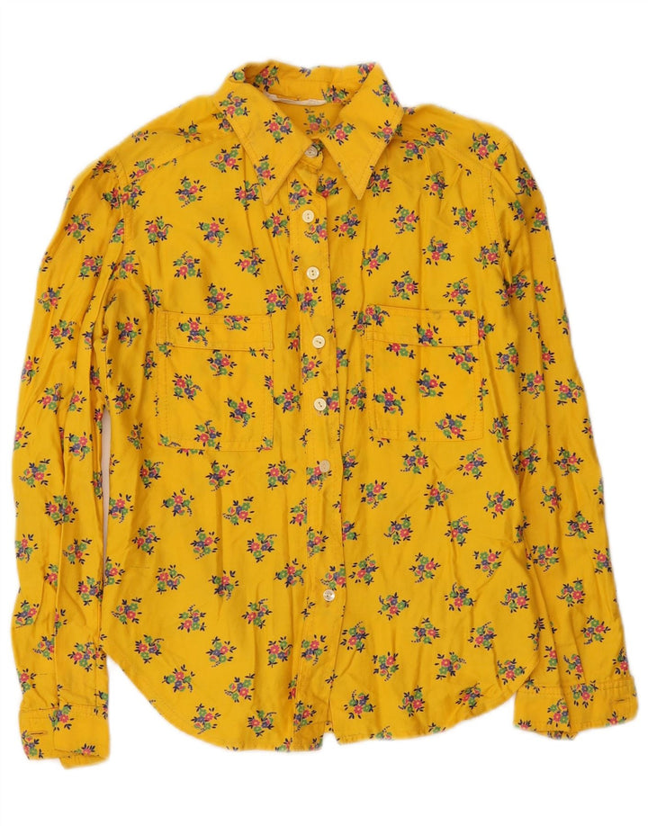 Koszula damska Vintage UK 8, mała, żółta w kwiaty