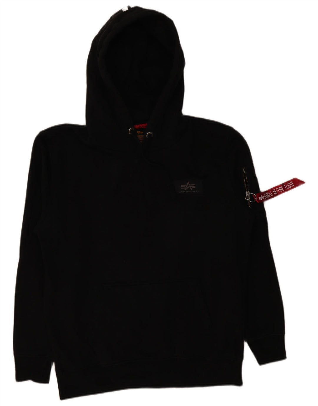 Męski sweter z kapturem i grafiką ALPHA INDUSTRIES XL, czarny, bawełniany