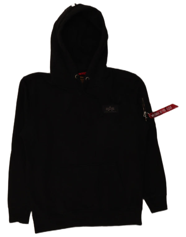 Męski sweter z kapturem i grafiką ALPHA INDUSTRIES XL, czarny, bawełniany