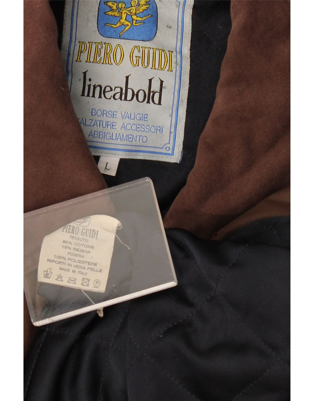 PIERO GUIDI Męska kurtka z woskowanej bawełny UK 40, duża, brązowa bawełna