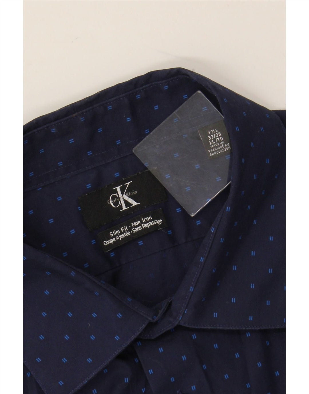 Koszula męska CALVIN KLEIN o kroju slim fit, rozmiar 17 1/2 XL, granatowa, bawełniana w cętki