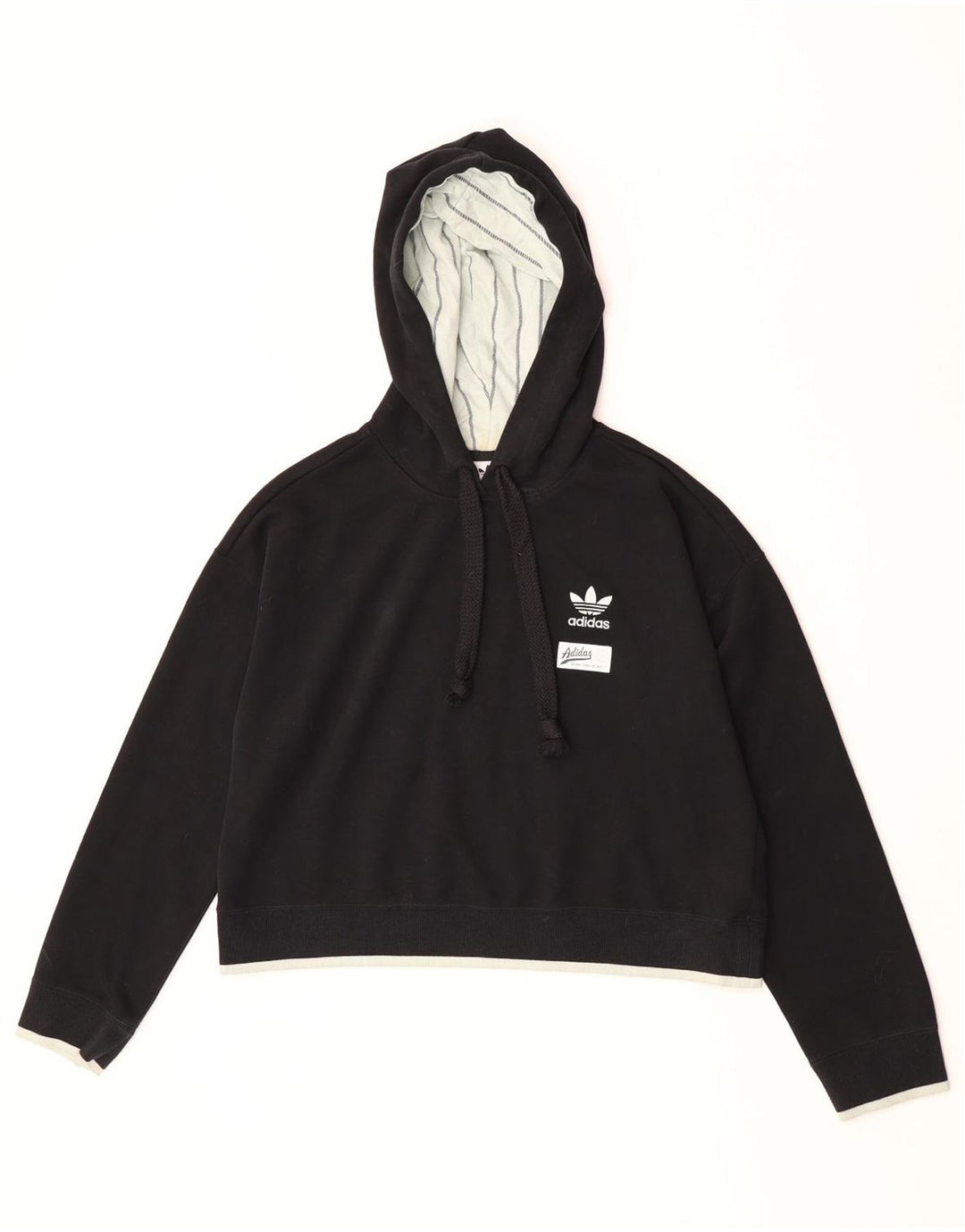 Damska bluza z kapturem Adidas Crop Oversized UK 10 Mały czarny poliester