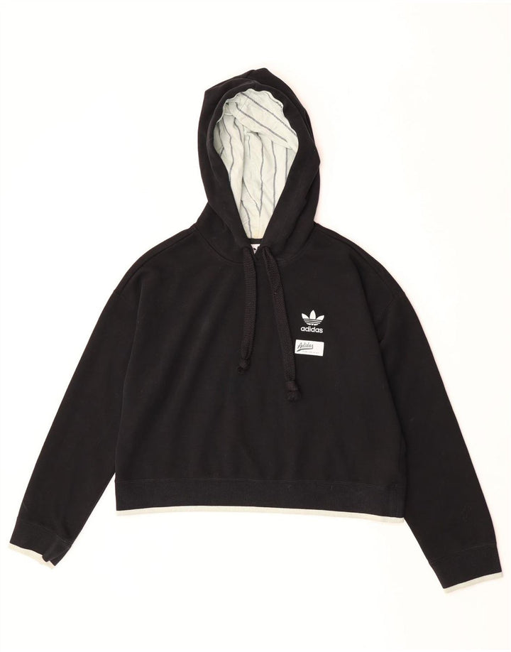 Damska bluza z kapturem Adidas Crop Oversized UK 10 Mały czarny poliester