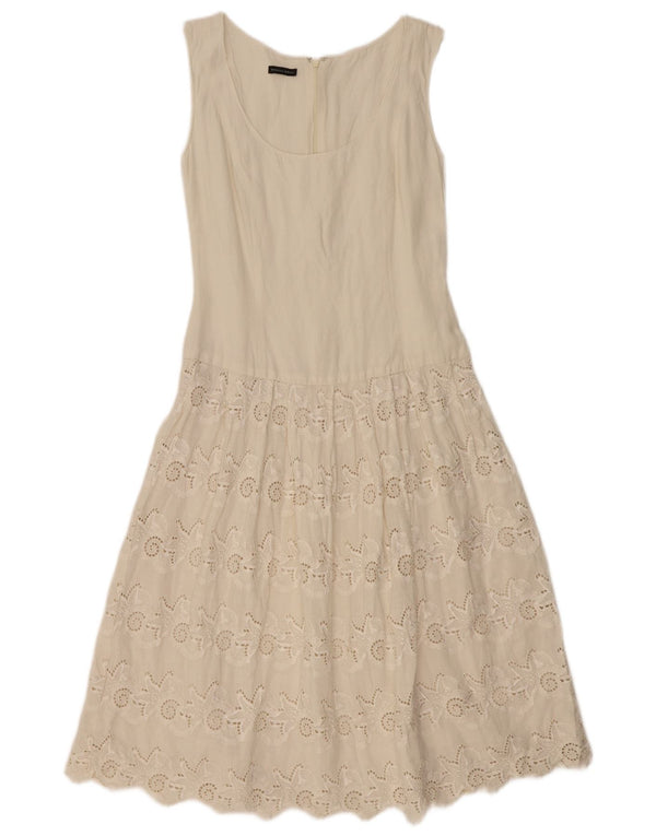 MARIELLA BURANI Damska sukienka o linii A bez rękawów UK 10 Mała złamana biała pościel