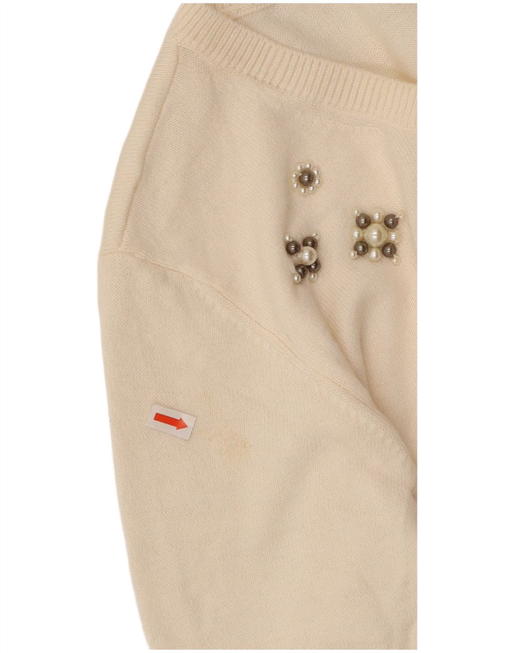 MARKS & SPENCER Damski sweter z dekoltem w łódkę UK 14, duży w kolorze złamanej bieli