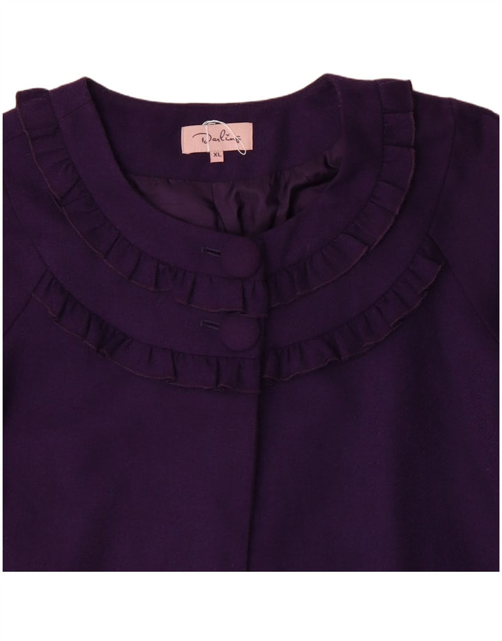 Darling Damska marynarka z rękawami 3/4 i 2 guzikami, UK 18 XL, fioletowa wełna