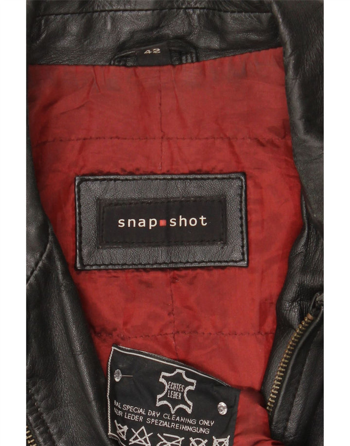 VINTAGE Womens Leather Jacket EU 42 Large Black Leather Vintage Vintage and Second-Hand Vintage from Messina Hembry 