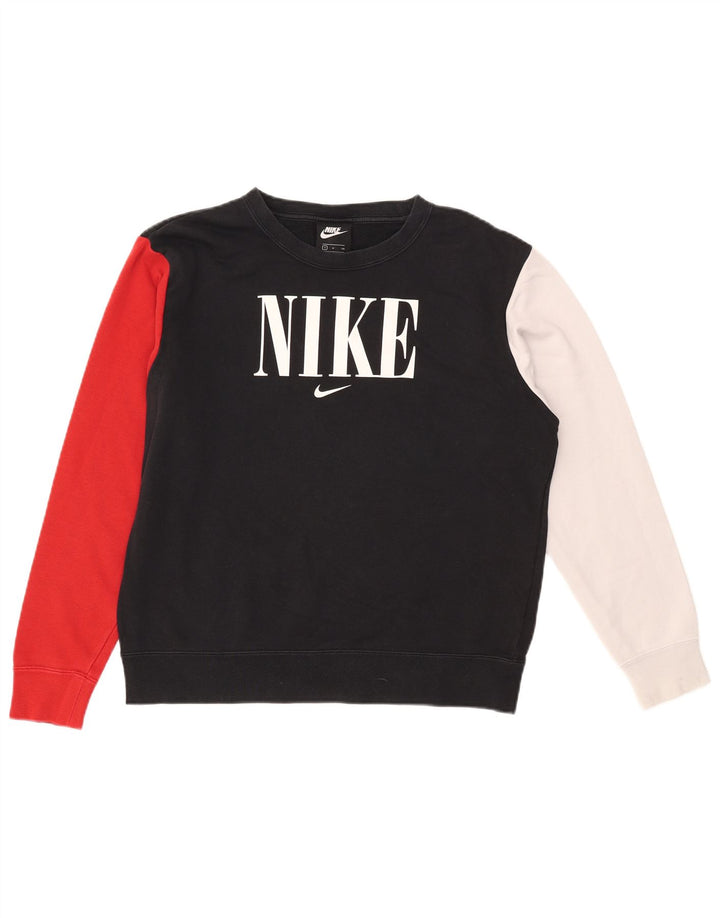 Damski sweter oversize NIKE UK 10, mały, czarny, z blokami kolorów