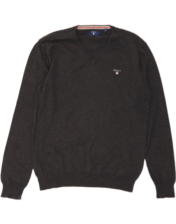 GANT Mens V-Neck Jumper Sweater Large Grey Flecked Cotton Vintage Gant and Second-Hand Gant from Messina Hembry 
