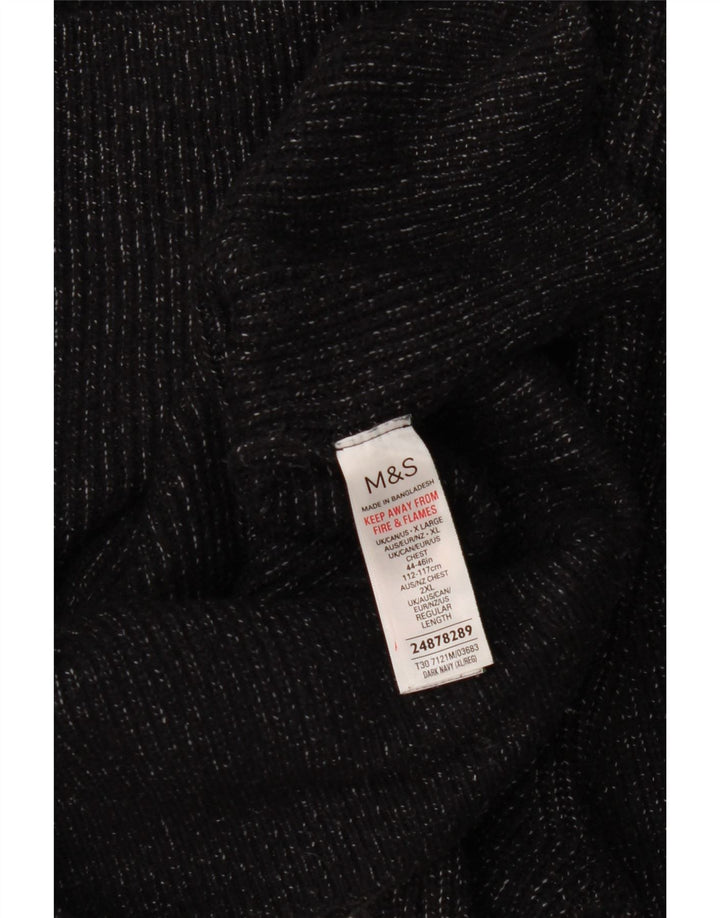 Marks & Spencer Męski sweter z okrągłym dekoltem XL, granatowy, nakrapiany