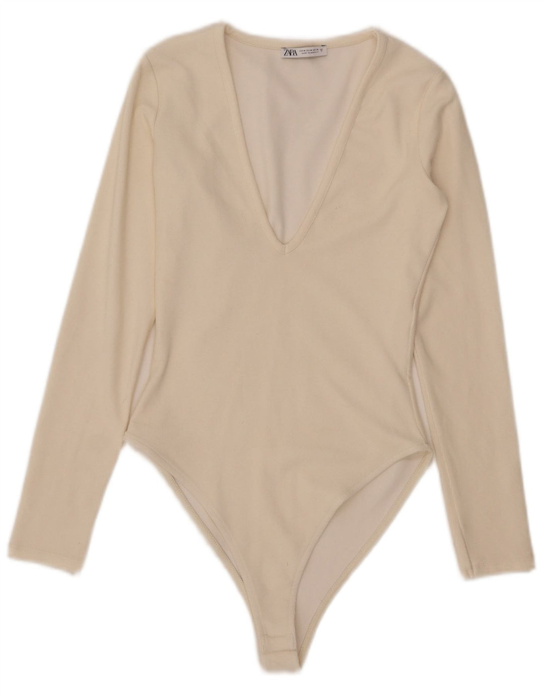 Damskie body z długim rękawem Zara UK 12 Medium Off White
