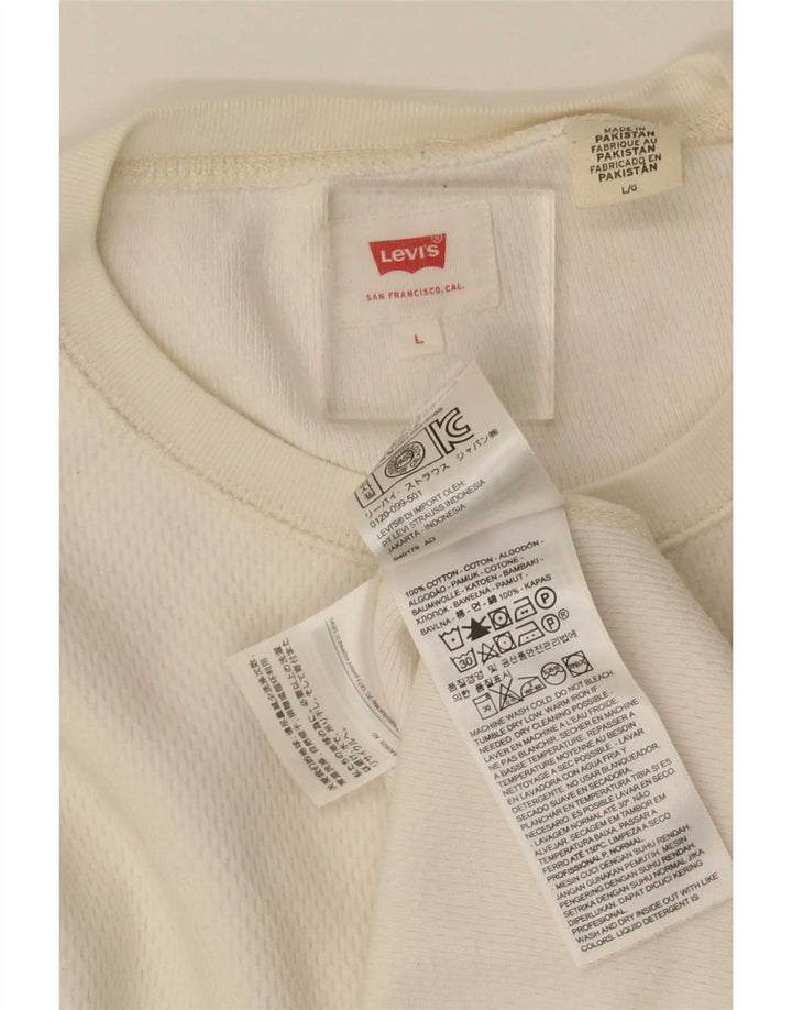 Męski top Levi's z długim rękawem, duży, biały, bawełniany