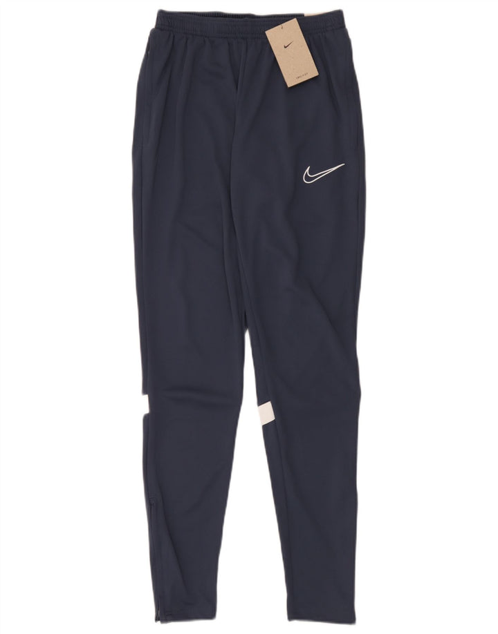 Męskie spodnie dresowe Nike Dri Fit, małe, granatowe, z poliestru w blokach kolorów