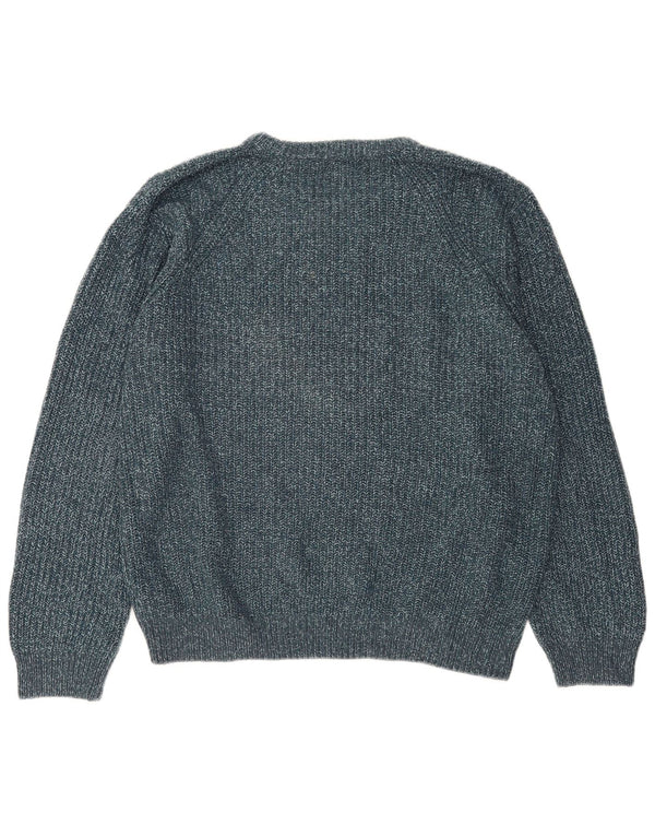 Marks & Spencer Męski sweter z dekoltem w łódkę XL Niebieski akryl
