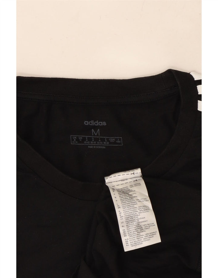 ADIDAS Womens T-Shirt Top UK 12/14 Medium Black Cotton Vintage Adidas and Second-Hand Adidas from Messina Hembry 