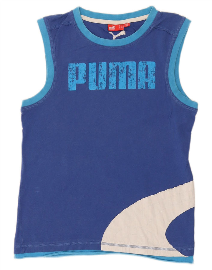 Męska kamizelka Puma z grafiką, mała, niebieska, bawełniana z blokami kolorów