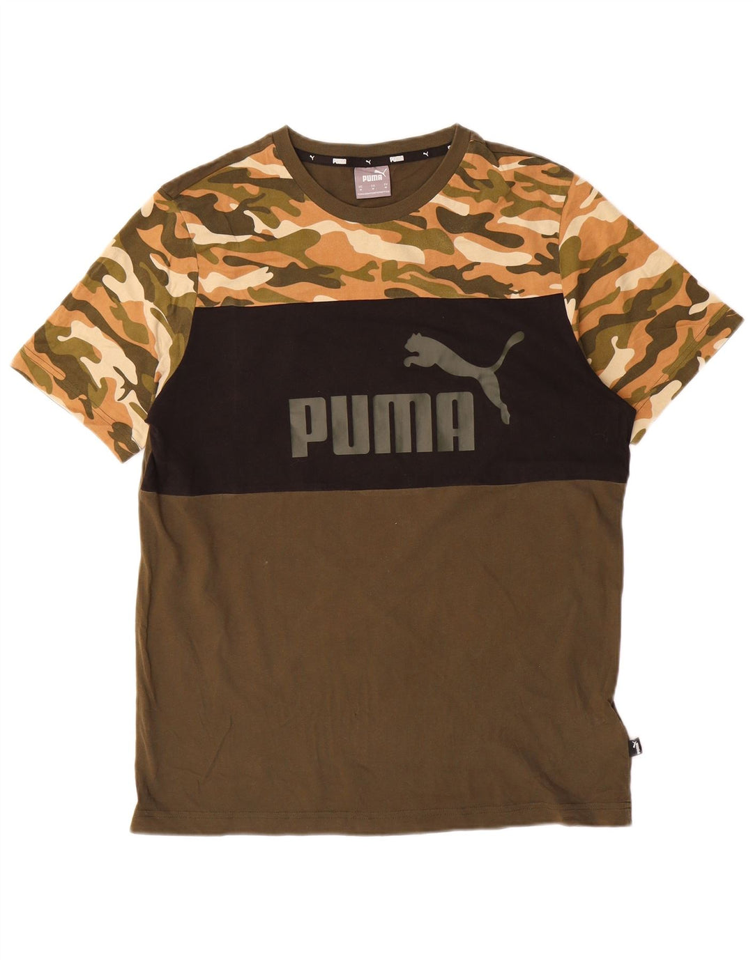 Męska koszulka z grafiką PUMA, średnia bawełna w kamuflażu khaki