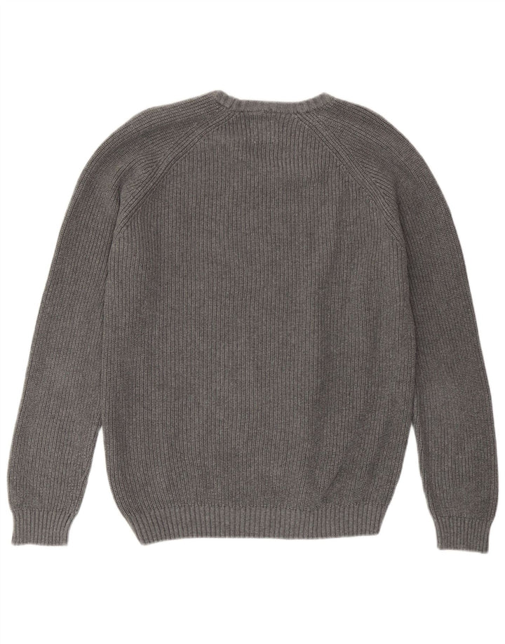 Męski sweter Zara z okrągłym dekoltem, średnioszary, bawełniany