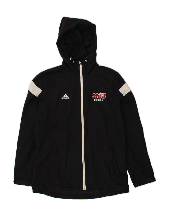 ADIDAS Mens Hooded Rain Jacket UK 38 Medium Black Colourblock Polyester Vintage Adidas and Second-Hand Adidas from Messina Hembry 