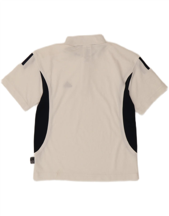 Chłopięca koszulka polo Adidas Climalite 7-8 lat Biały poliester z blokami kolorów