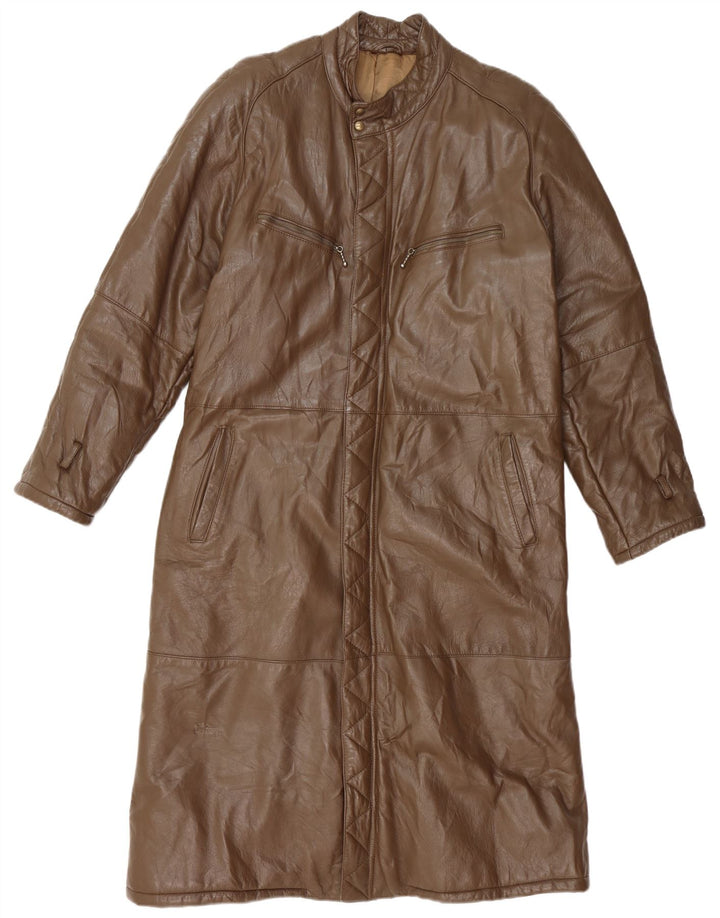 Męski płaszcz skórzany VINTAGE UK 38 Średni brąz