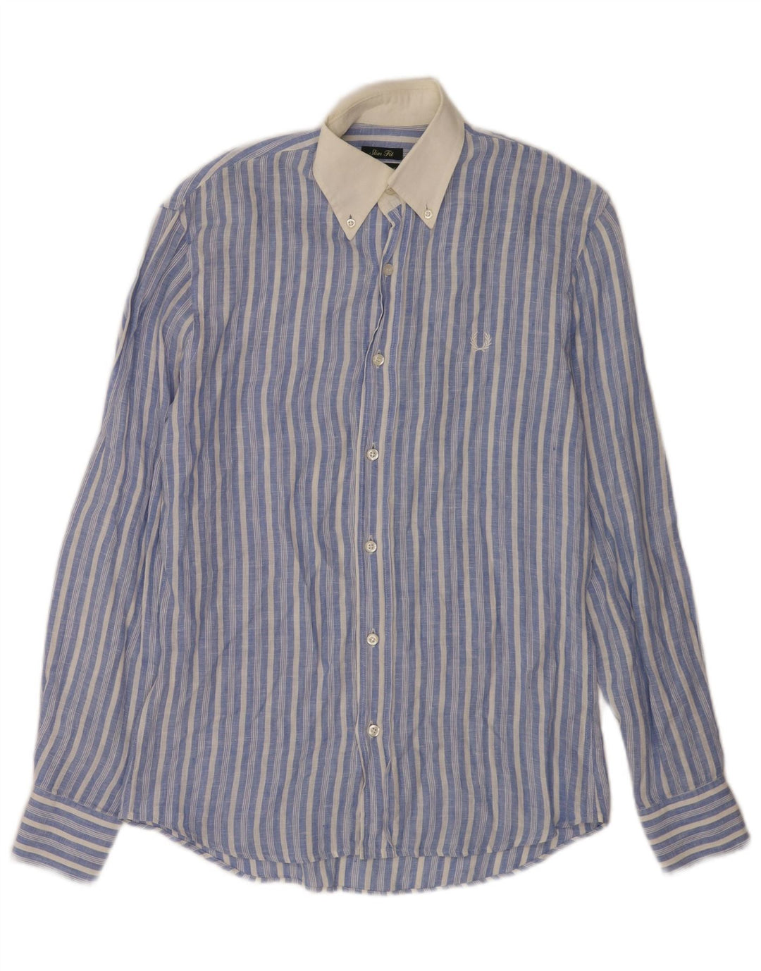 Męska koszula slim fit Fred Perry w małe, lniane niebieskie paski