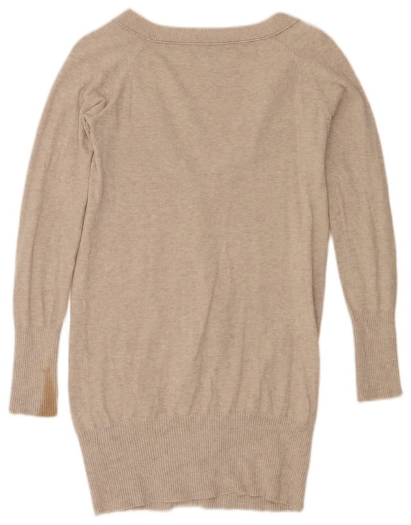 Damski sweter o przedłużonym fasonie Zara UK 10 Small Beżowa bawełna z plamkami