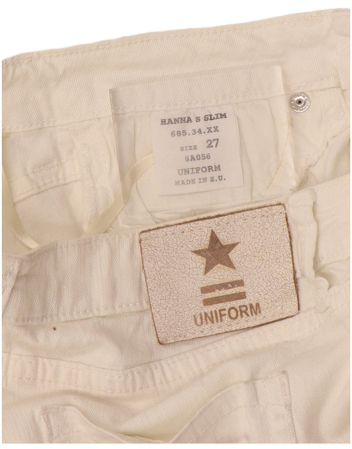 Jednolite damskie jeansy slim W27 L29 Biała bawełna