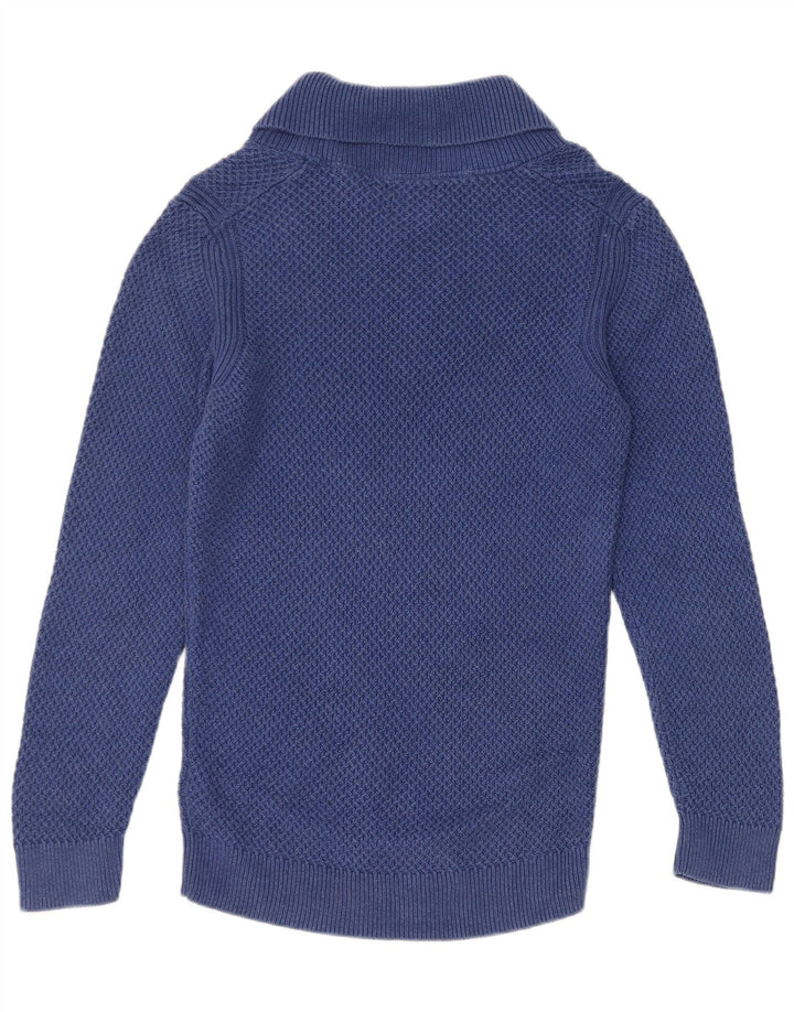 Męski sweter Massimo Dutti z szalowym dekoltem, mały, niebieski, bawełniany