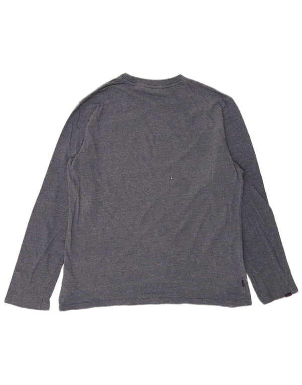SUPERDRY Męski top z długim rękawem XL, bawełniany w niebieskie plamki