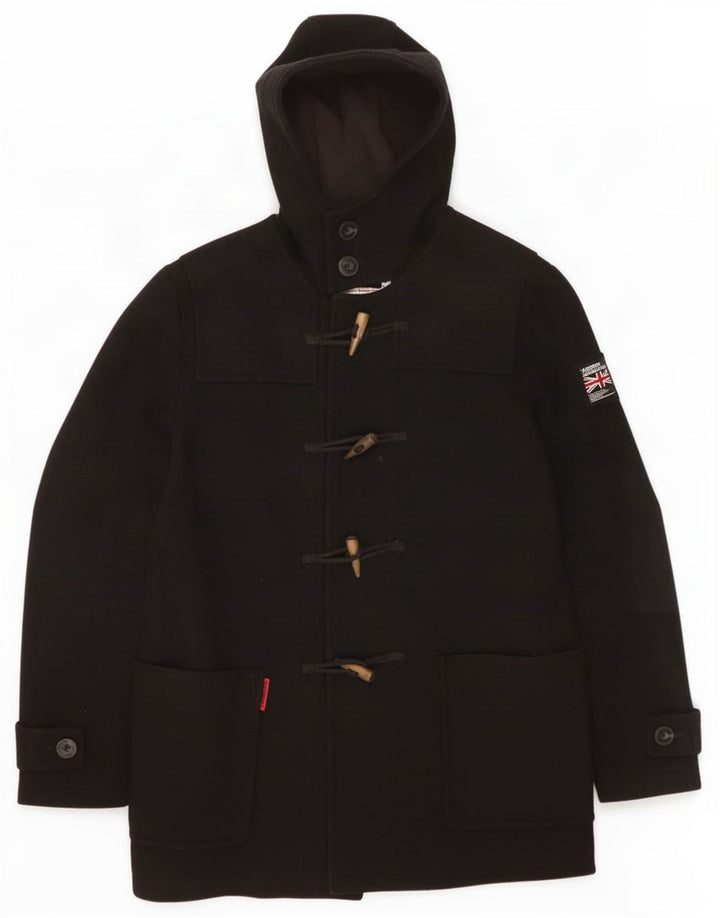 Męski płaszcz z kapturem Superdry UK 40 Large Black Wool